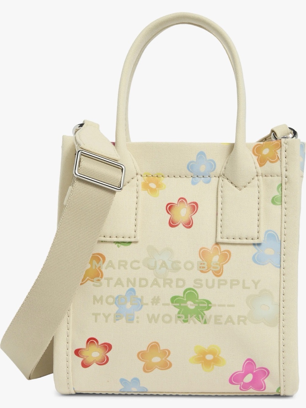 Marc Jacobs Canvas Standard Supply Small Tote 4P6HTT025H02 $228 White Multi